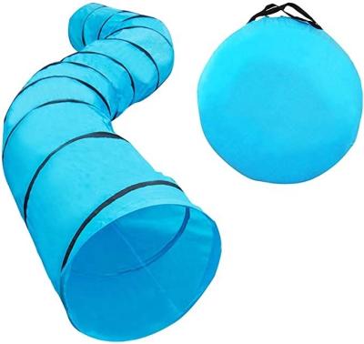 China Durable Blue Stocked 18ft Dog Agility Tunnel For Training And Exercising With Bag Dog Play Carry Tunnel for sale