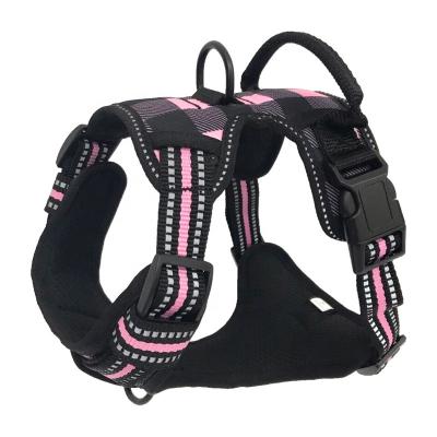 China Adjustable Reflective Pink No Pull Dog Harness Custom Dog Harness Printing Dog Harness for sale