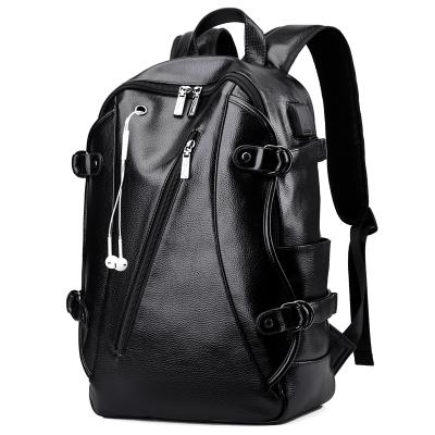 China With USB hot sale high quality men's backpack leisure computer backpack PU leather trend computer backpack retro for sale