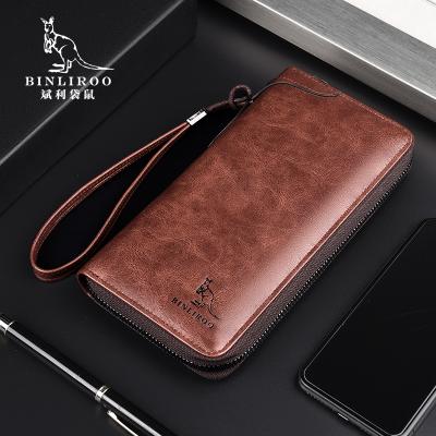 China Custom logo long men's wallet fashion style anti theft anti-theft time zipper multi color men's gift for sale