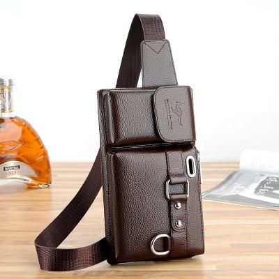 China Water Proof Mens Leisure Leather Sports Pinch With Customizable LOGO Waist Tie Bag Running Chest Bag Can Be Used For Many Purposes for sale