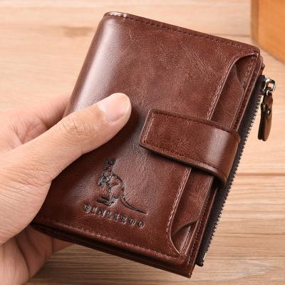 China Custom-made men's large-capacity wallet LOGO brush anti-degaussing multi-function men's anti-theft anti-theft wallet for sale