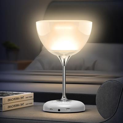 China 6 Color LED Wine Cup Music Light New Colorful Wireless Atmosphere Speaker TWS Bedside Reading Lamp With FM Radio Function for sale