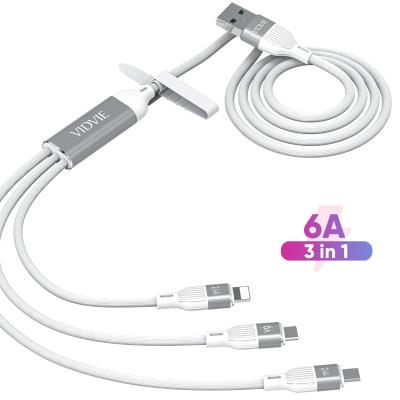 China MP3/MP4 Player VIDVIE 3 in 1 Multi Super Charge 6A USB Cable 1.5m for Xiaomi 66W for sale