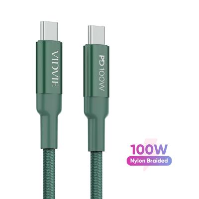 China MP3/MP4 Player VIDVIE Zinc Alloy Fast Charging 5A Type C To Type C PD 100W Nylon Braided Data Cable for sale