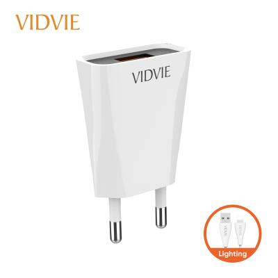 China VIDVIE PLE209i Camera USB Port Mini Mobile Phone Adapter 1.2A Wall Charger Single Cheap EU Plug for sale