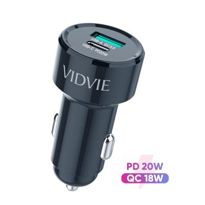 China UniversalÂ   Wholesale VIDVIE Dual USB Type C PD 20W Mobile Car Charger For iPhone for sale