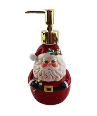 China Ceramic Freshness Keeping Bathroom Accessories Set Christmas Santa Claus Soap Dispenser Lotion Dispenser for sale