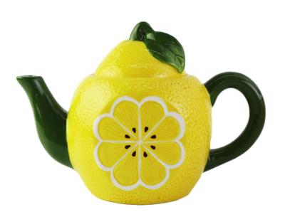 China Sustainable Fruit Lemon Summer Canister Ceramic Teapot for sale