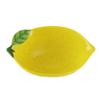 China Sustainable Lemon Fruit Shaped Ceramic Plate Spring Design for sale