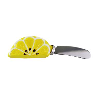 China Sustainable Fruit Lemon Head 304 Stainless Steel Ceramic Butter Knife for sale