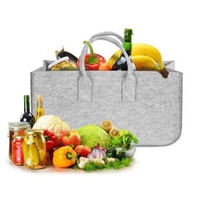 China Customize Viable Recycled Multifunctional Reusable Household Kitchen Toy Food Grocery Basket Storage Felt Organizer Bag for sale