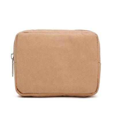 China Custom made custom business bestselling corporate promotional eco-friendly makeup cluth wrap brown washable cosmetic bag with zipper for sale