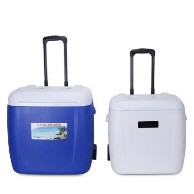 China Waterproof Outdoor Camping Picnic Gint Ice Chest Plastic Cooler Box With Wheel for sale