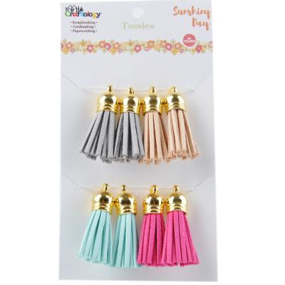 China Cell Phone Fashion 35mm Mini Suede Leather Tassel With Metal Caps for sale