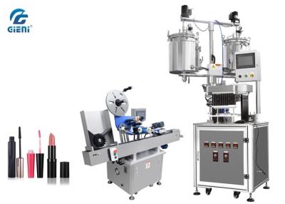 China Semi - Automatic 12 Cavities Lip Balm Filling Machine With Auto Labeller , 20L Dual Tank for sale