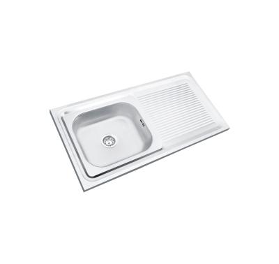 China Modern Economical Stainless Steel Portable Rectangular Shaped Single Bowl With Drainer Single Kitchen Sink for sale