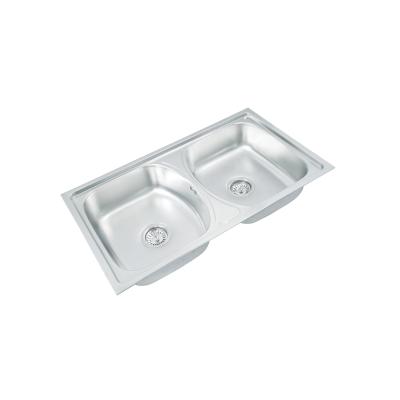 China Modern Stainless Steel Undermount Sink Standard Double Tub Kitchen Sink, OEM Large Size Kitchen Double Bowl Stainless Steel Sink for sale