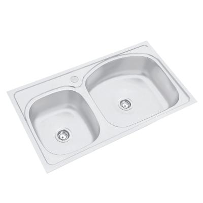 China Modern outdoor undermount stainless steel kitchen sink, classic double bowl design sinks for export for sale