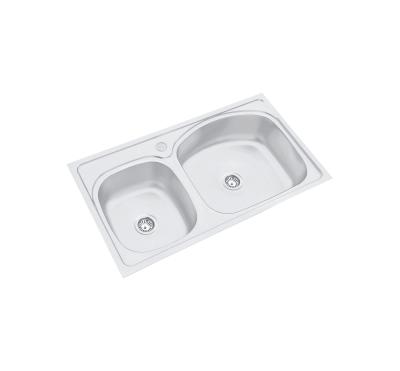 China Modern outdoor undermount stainless steel kitchen sink, classic double bowl design sinks for export for sale