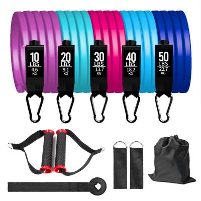 China Band Material 5 Tube Resistance Bands With Door Anchor Handles Portable Bag Legs Ankle Straps For Training for sale