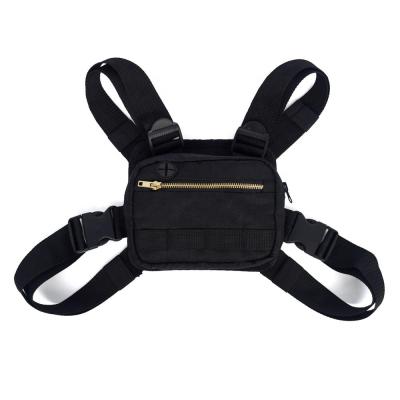 China Black 1000D Adjustable Front Chest Bag Nylon Tactical Harness With Metal Zipper for sale