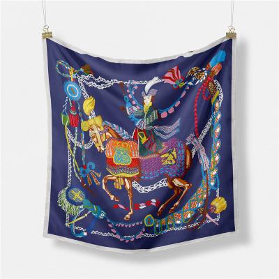 China Small Twill Patterns 53cm Polyester Scarf Horse Print Silk Square Ladies Hair Square Scarf Printing for sale