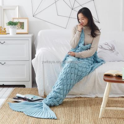 China New Style PORTABLE Adult Mermaid Tail Blanket Knit TV Sofa Blanket Snuggie Mermaid Blanket for sale