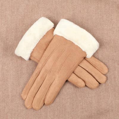 China Simply 2018 Winter Classic Touch Screen Sheepskin Suede Leather Women Gloves for sale