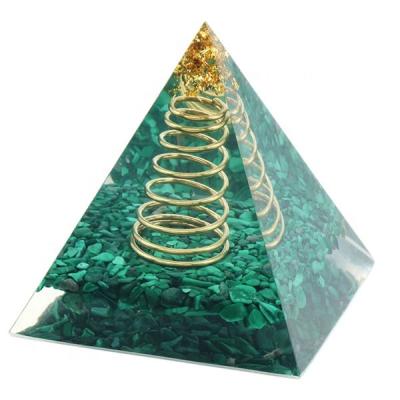 China China Malachite Quartz Crystal Resin Crystal Therapy Energy Chakra Seven Orgone Stone Pyramid 2022 for sale