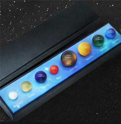 China China Latest Design Crystal Cat's Eye Stones Eight Planets Of Solar System Desktop Planet Ornaments Healing Stone Set for sale