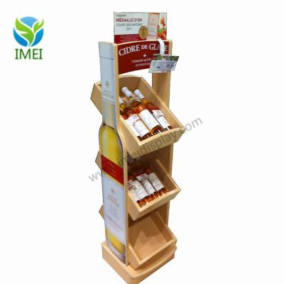 China Custom Design Floor Standing Plywood Wooden Display Rack Wooden Display Racks Wooden Beverage Display Rack 220213 for sale