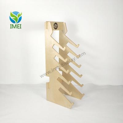 China HOT Selling Single Sided Surfboard Display Rack Wood Rack Skateboard Floor Wood Display Rack for sale