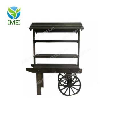 China Wooden Candy / Vegetable Display Cart With Wooden Wheel IMEIID014WC for sale