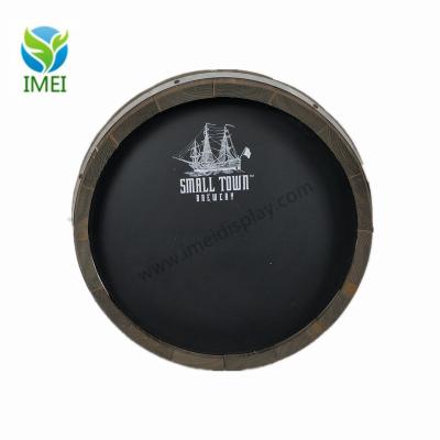 China Custom Barrel Shape Wood Wall Signs Barrel Wood Bar Chalkboard Wooden Barrel Signs Im220112 for sale