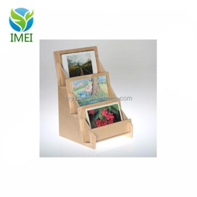 China Sustainable Birch Plywood 3-Tier Card Rack Countertop Display for sale