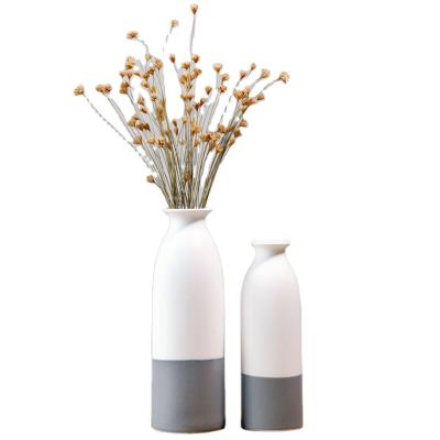 China Europe Table Decoration Style Modern Simple White Necking Ceramic Flower Vase for sale