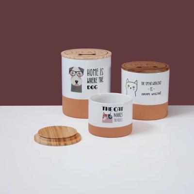 China 2020 New Product New Product Pet Food Terracotta Ceramic Dog Biscuit Treat Jar Sets Custom Viable Storage for sale