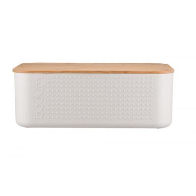 China 2020 new design home ceramic bread storage box whit bread bin viable bread storage jar white square shape bamboo lid for sale