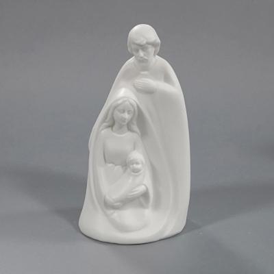 China Decoration Religious Porcelain White Bisque Led Light Transparent Christian Holy Family Figures Nativity Set for sale