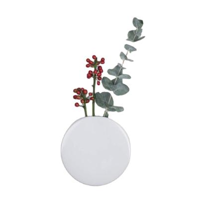 China Coastal Wholesale Home Decor Circle Shape Large Ceramic Wall Vase for sale