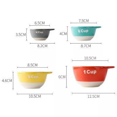 China Sustainable Hot Sale Cooking Tools Custom Color 4pcs For One Set Ceramic Measuring Cups for sale