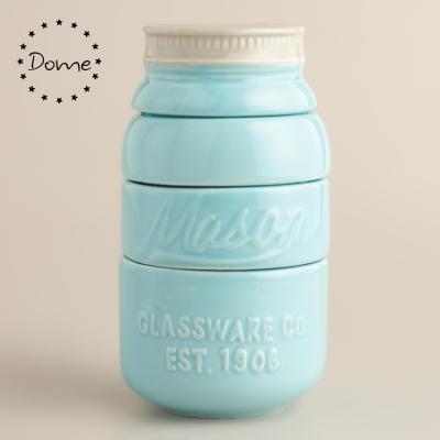 China Viable Kitchen Mason Jar Vintage Decor Ceramic Mason Jar Measuring Cups Sets for sale