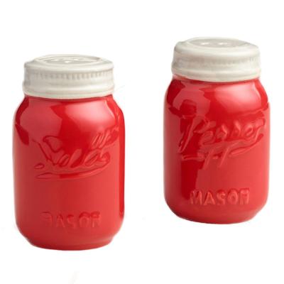 China Sustainable Wholesale Custom Ceramic Salt and Pepper Mason Jar Shakers for sale