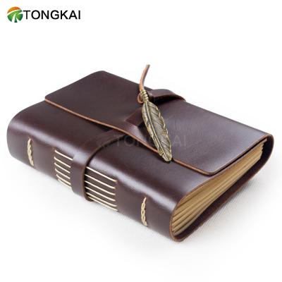 China Genuine Leather Hardcover Vintage Notebook Diary Travel Journal Planner Sketchbook Agenda for sale