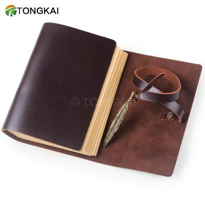 China Leather Hardcover Vintage Travel Journal Wrapping Paper Planner Sketchbook Agenda Diary Book for sale