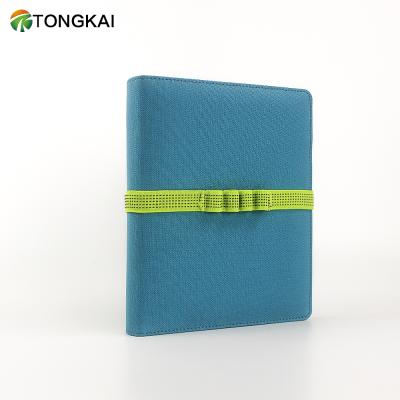 China A5 Ring Binder Hardcover Card Slot Leather Loose-leaf Journal with Elastic for sale