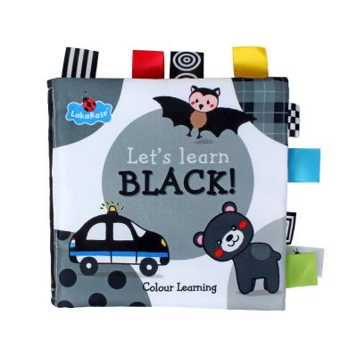 China Built-in BB Squeakers/Crease Paper Baby Knows Cloth Book and Teaches Cloth Book Black Toys L006 Early for sale