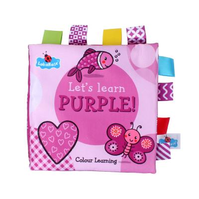 China Built-in BB Squeakers/Baby Brightening Cloth Book Knowledge Color Toy Purple Cloth Book Crinkle Paper L006 for sale