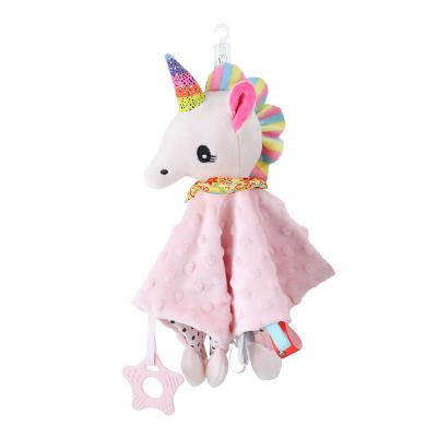 China Teether Baby Bubble Quilt Pink Unicorn Baby Crib Hanging Handkerchief D143C for sale